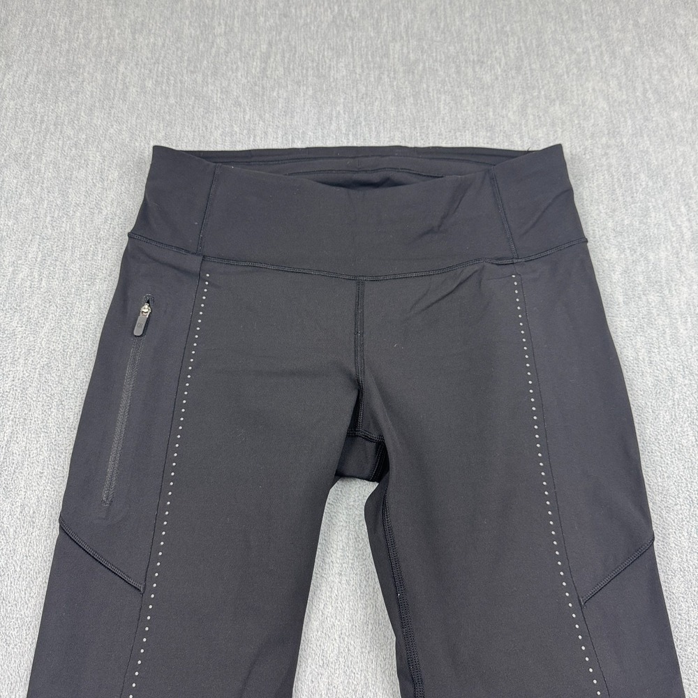 Lululemon Leggings Womens 8 Black Extra Mile Crop Reflective 24" Yoga Athletic - Picture 2 of 14